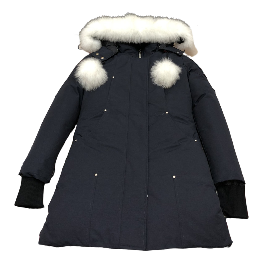 Moose Knuckles Stirling Pom-Pom Fur-Trim Down Parka – Navy