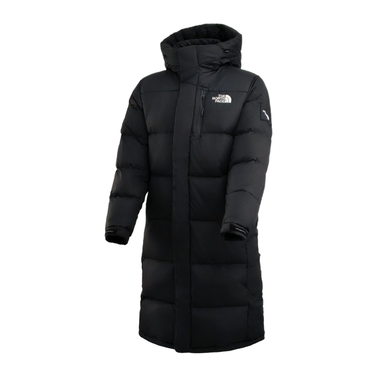 The North Face Color-Block Long Hooded Down Coat – Black