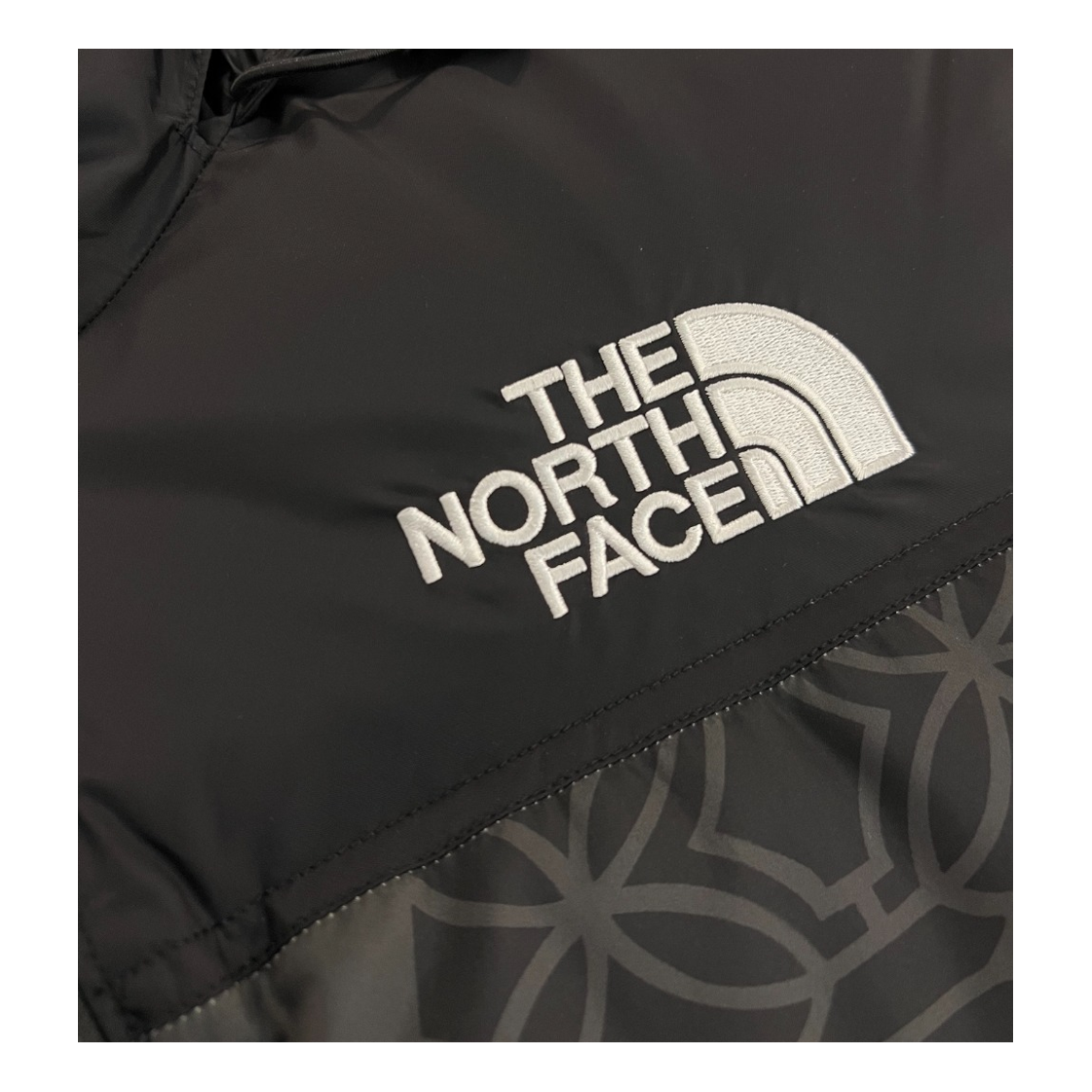The North Face 1996 Nuptse Patterned Down Puffer Jacket – Black