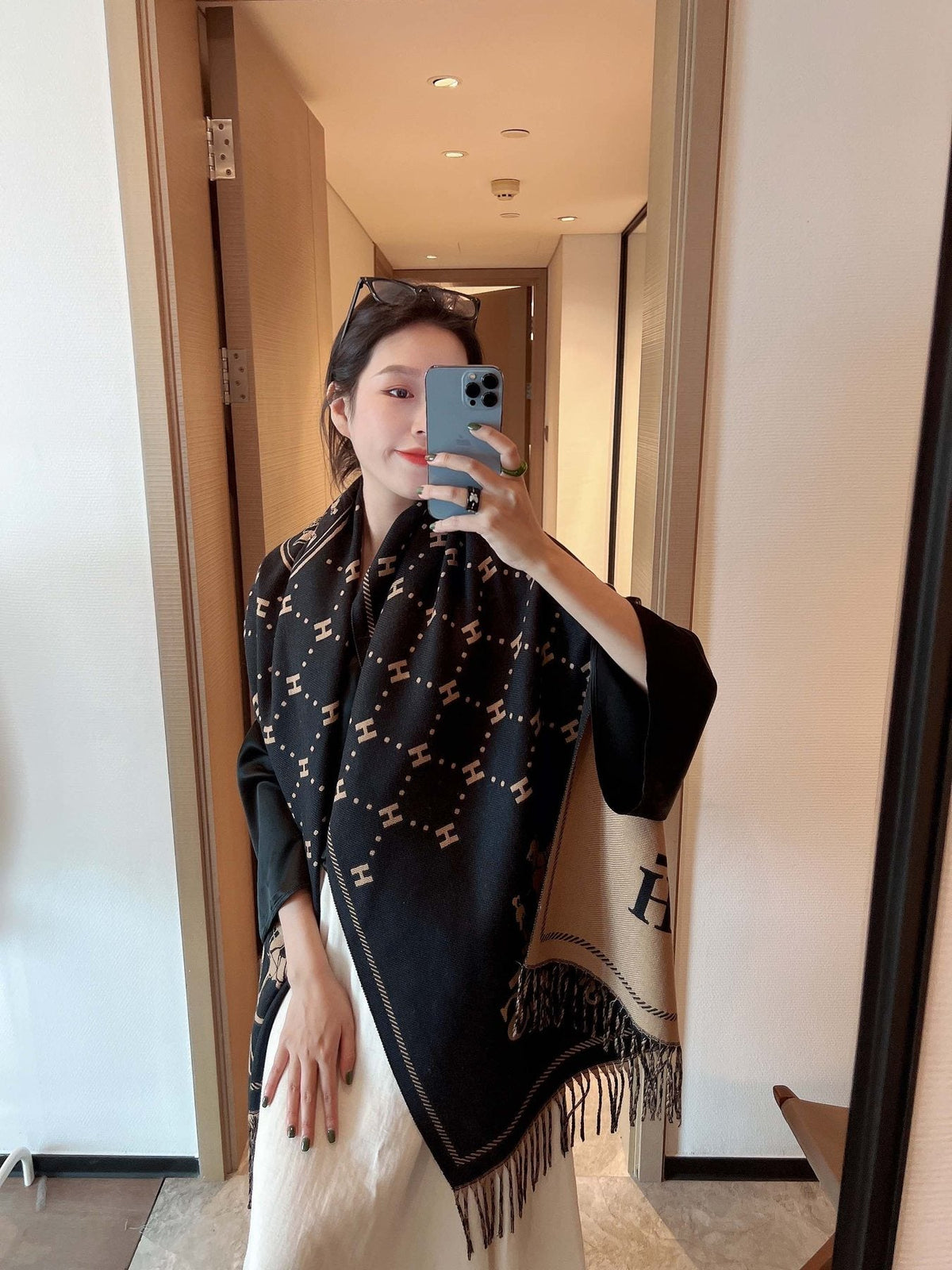 Hermès Fringed Logo Scarf