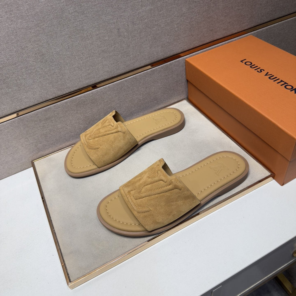 Louis Vuitton Men's Tan Monogram Slide Sandals
