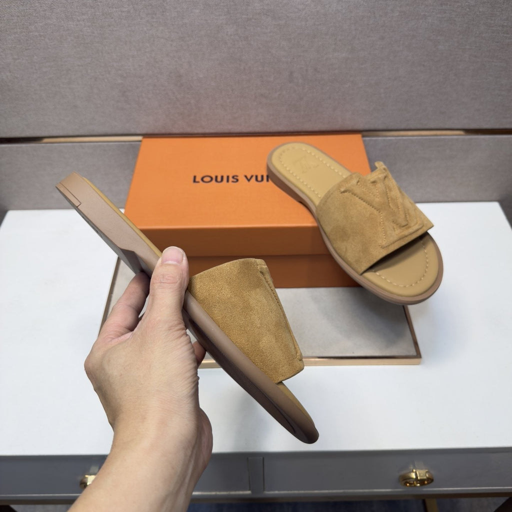 Louis Vuitton Men's Tan Monogram Slide Sandals