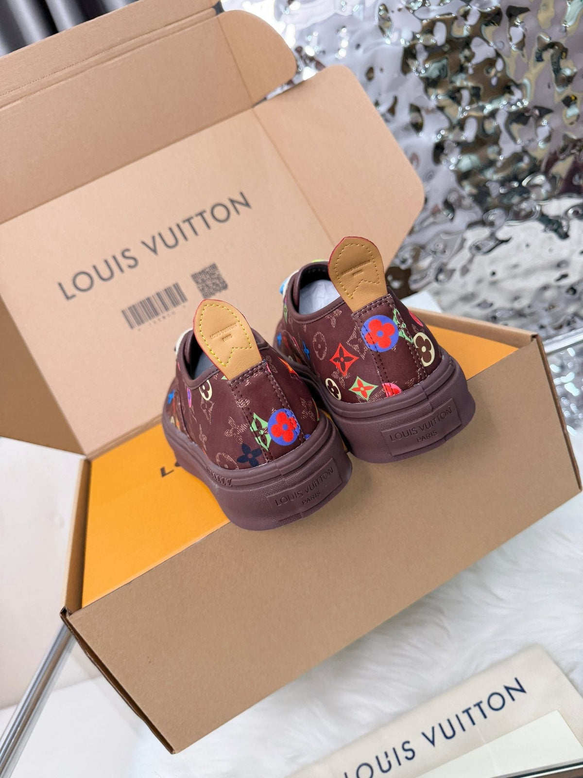 Louis Vuitton Burgundy Motif Low-Top Sneakers