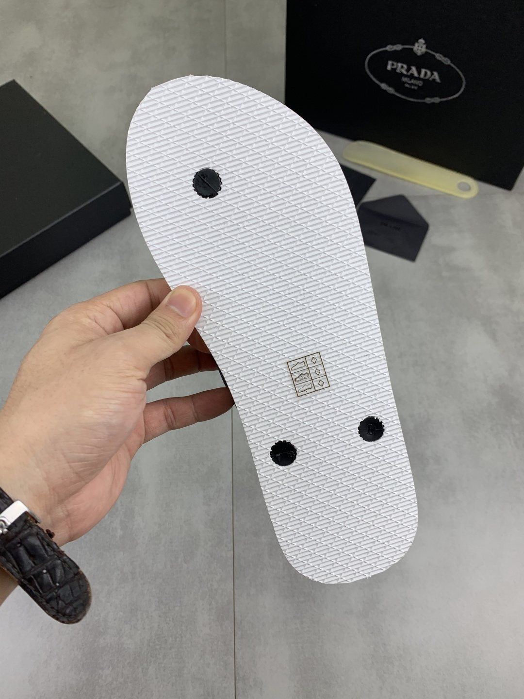 Prada White & Black Graphic Flip-Flops
