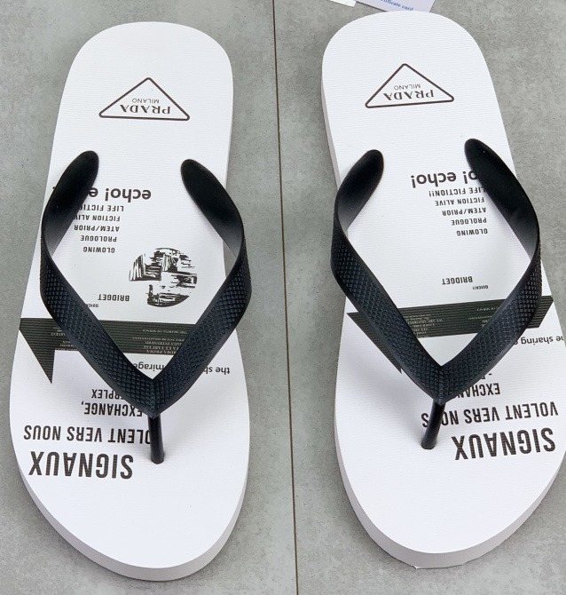 Prada White & Black Graphic Flip-Flops