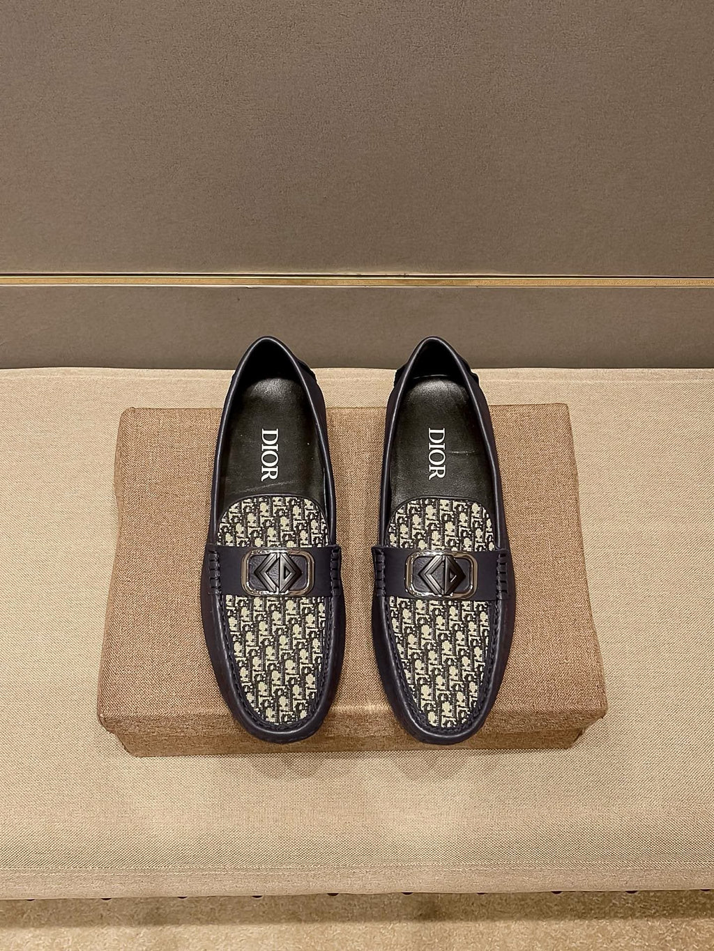 Dior Men's Patterned Vamp Buckle Loafers
