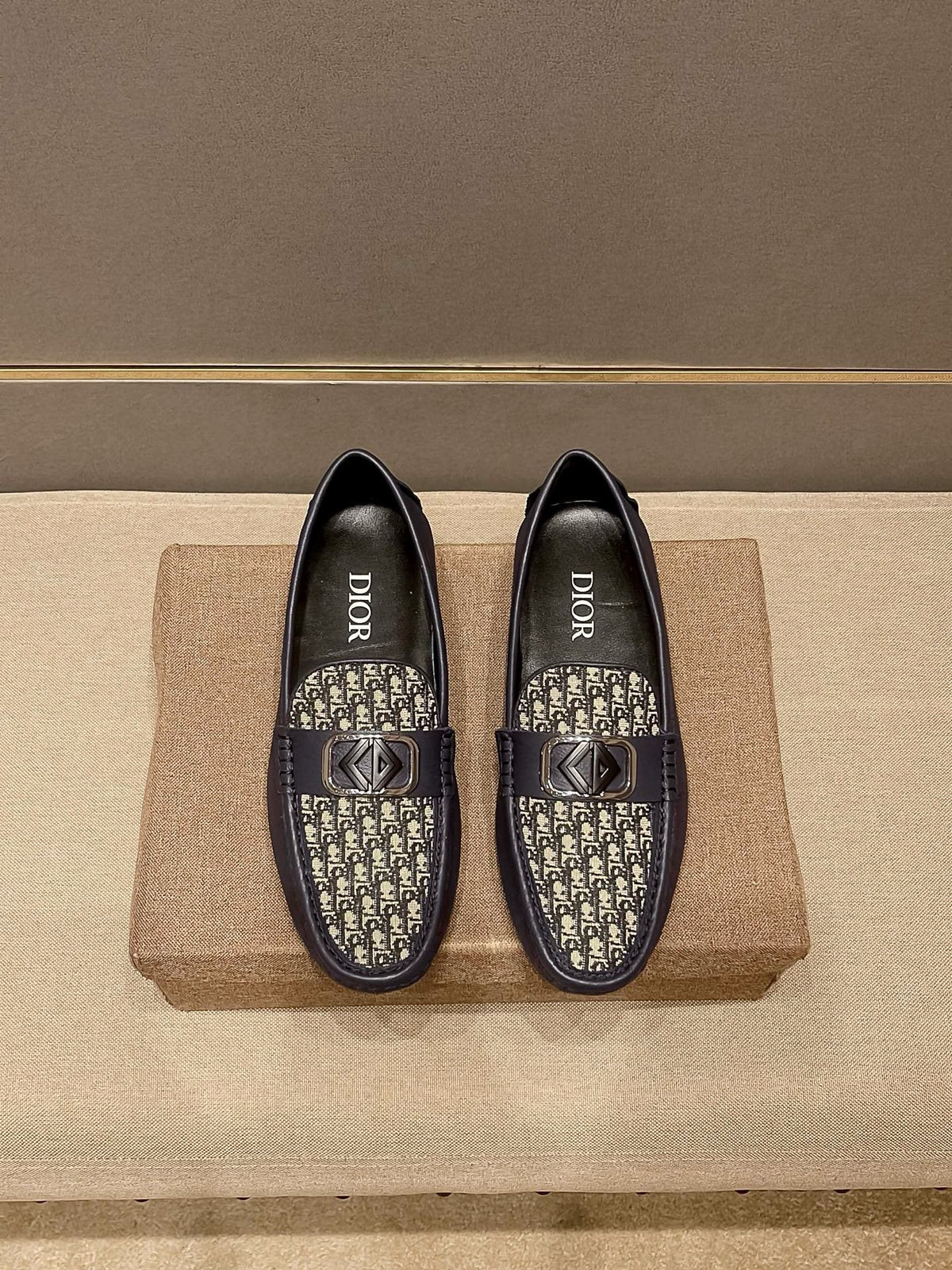 Dior Men's Patterned Vamp Buckle Loafers