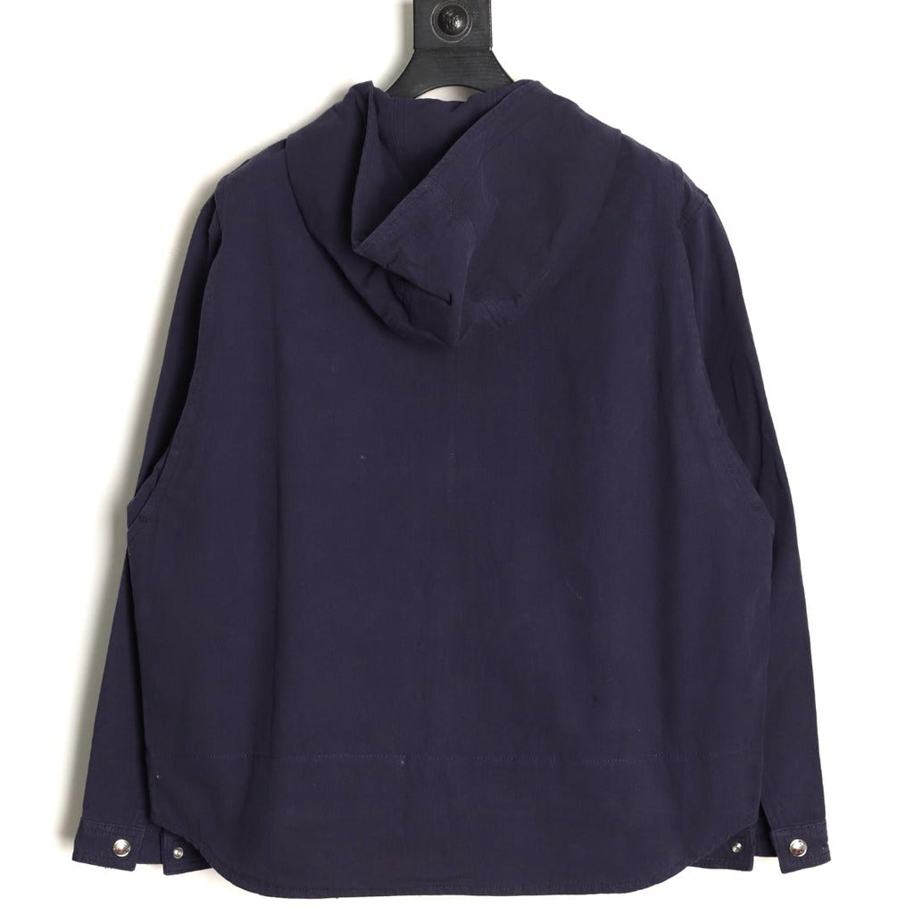 Dior CD Embroidered Zip-Up Hooded Jacket - Navy